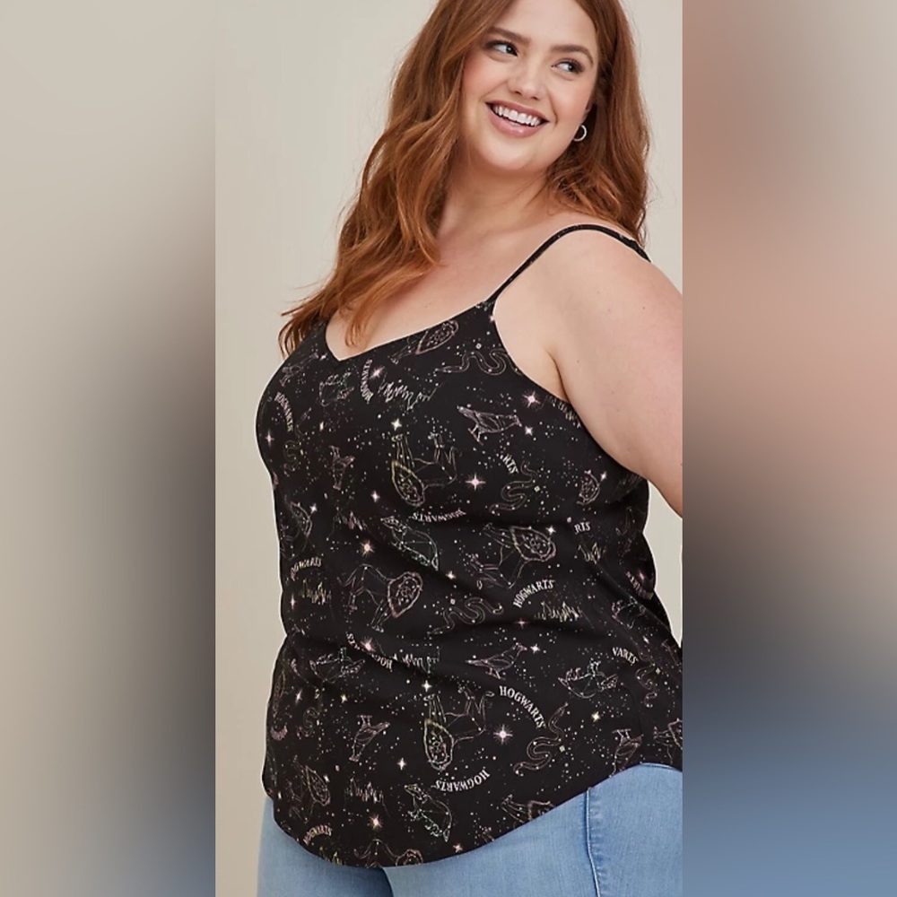 NWT HARRY POTTER AVA CAMI - STRETCH CHALLIS CONSTELLATION BLACK 2 black Torrid